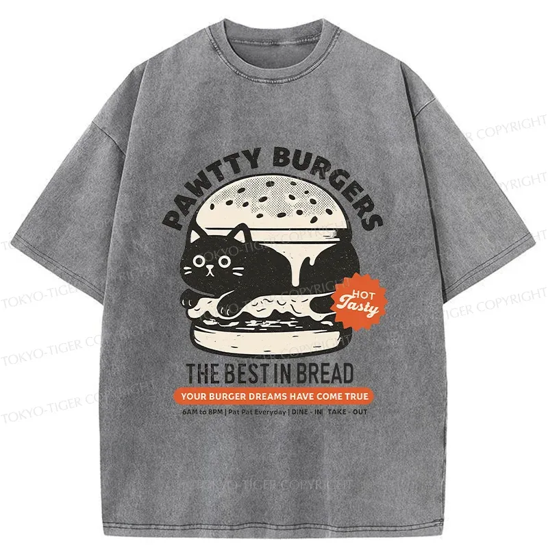 Tokyo-Tiger Cat Burger Washed T-Shirt