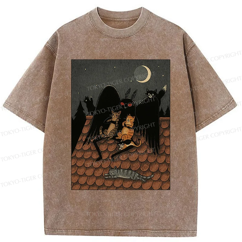 Tokyo-Tiger Mothman In Moonlight Washed T-Shirt