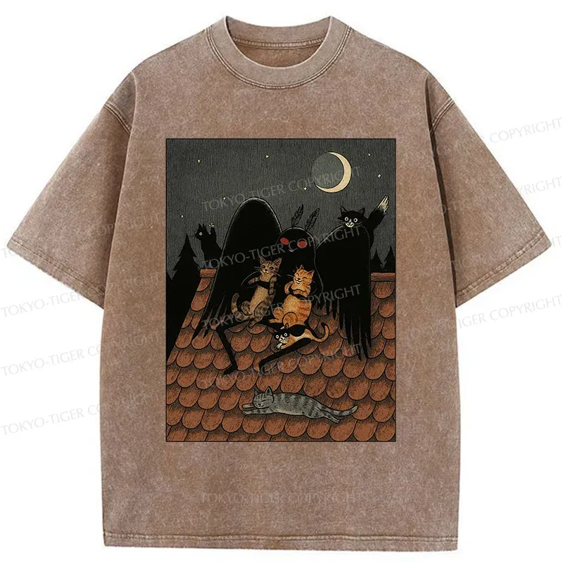 Tokyo-Tiger Mothman In Moonlight Washed T-Shirt