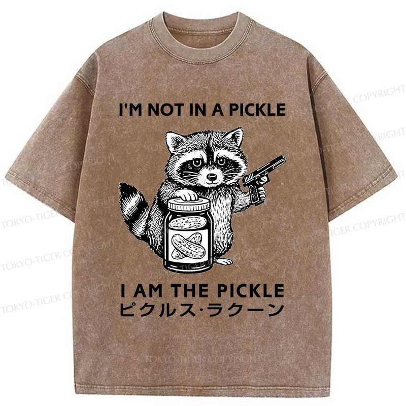 Tokyo-Tiger Funny Raccoon Washed T-Shirt