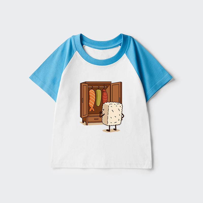 Tokyo-Tiger Sushi Pick Out Clothes Kids Raglan T-shirt