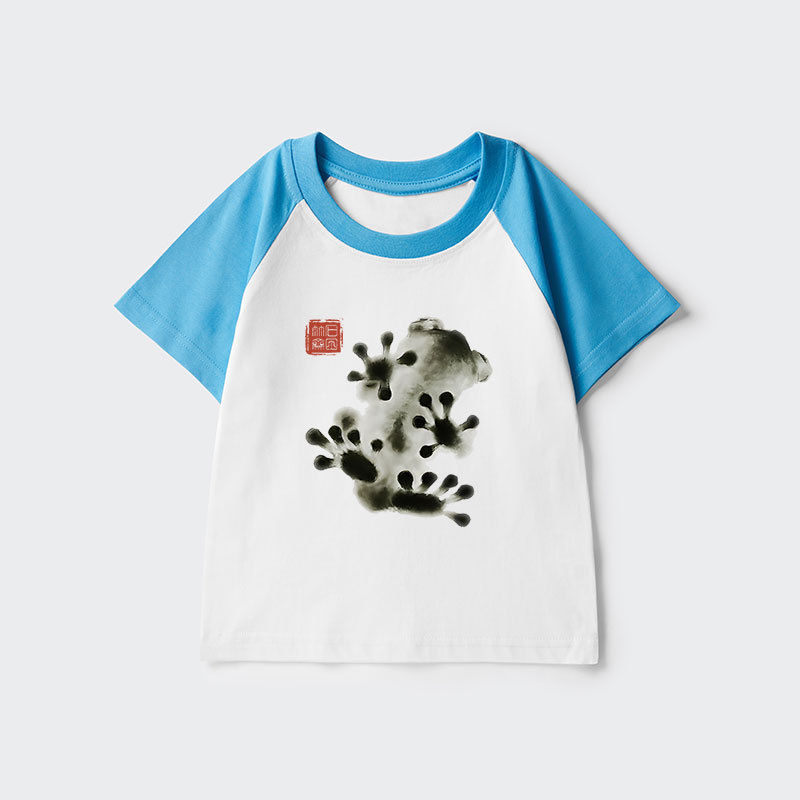Tokyo-Tiger Ink Painting Frog Kids Raglan T-shirt