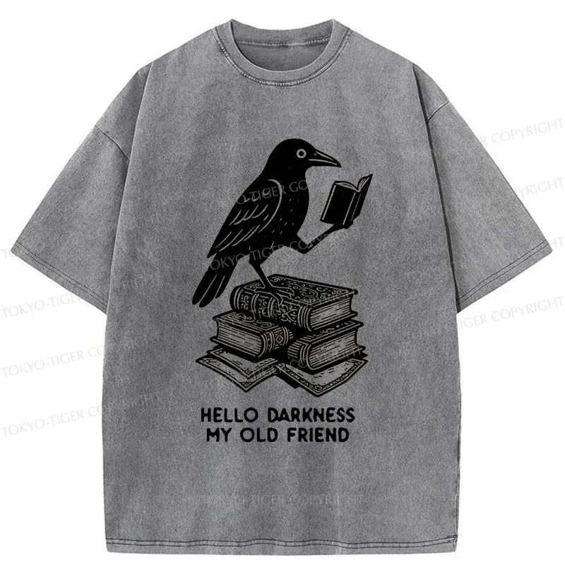 Tokyo-Tiger Crow Reading Washed T-Shirt