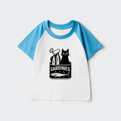 Tokyo-Tiger Cat And Canned Fish Kids Raglan T-shirt
