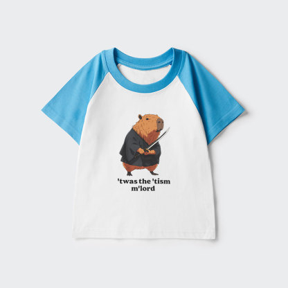 Tokyo-Tiger Focused Samurai Capybara Kids Raglan T-shirt
