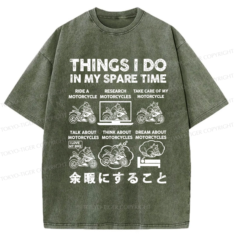 Tokyo-Tiger Things I Do In My Spare Time Washed T-Shirt