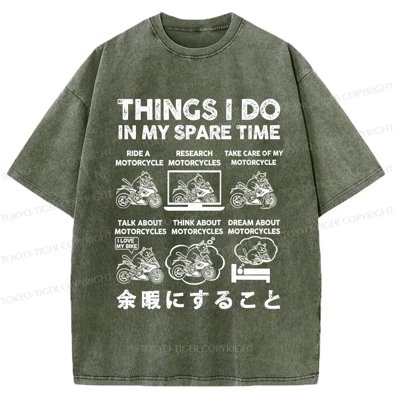 Tokyo-Tiger Things I Do In My Spare Time Washed T-Shirt