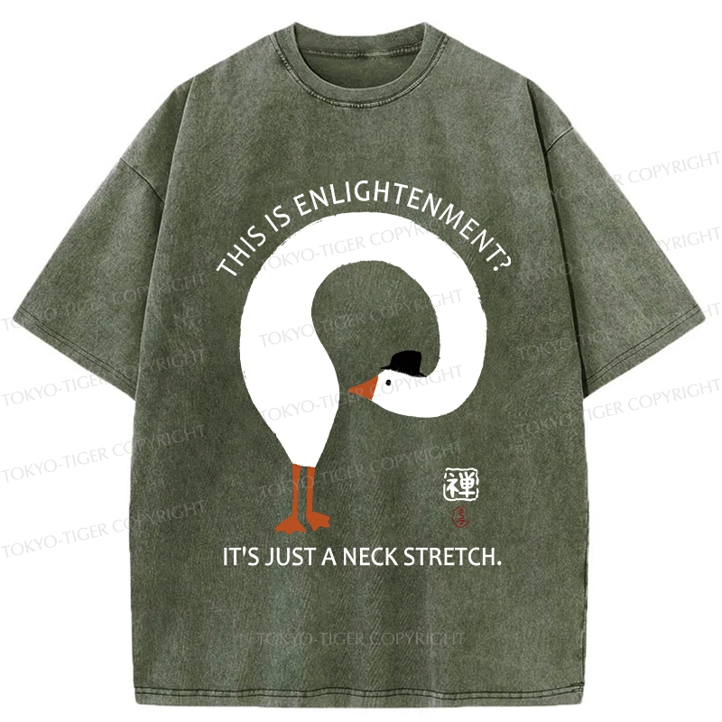 Tokyo-Tiger Funny Neck Stretch Of Zen Washed T-Shirt
