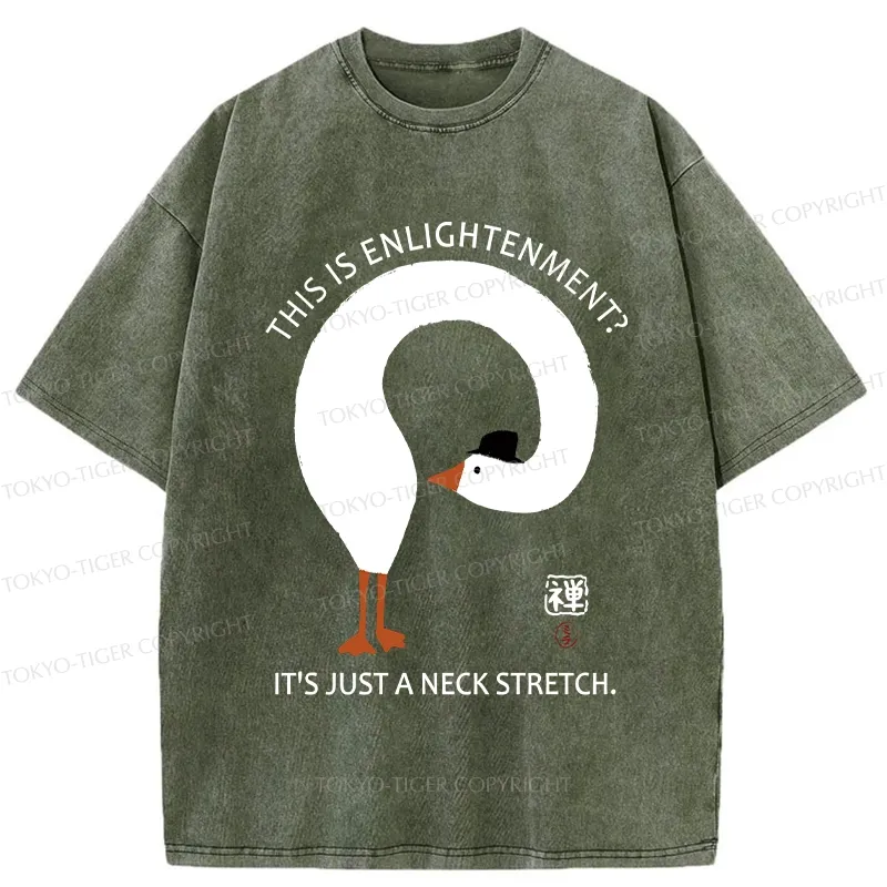Tokyo-Tiger Funny Neck Stretch Of Zen Washed T-Shirt