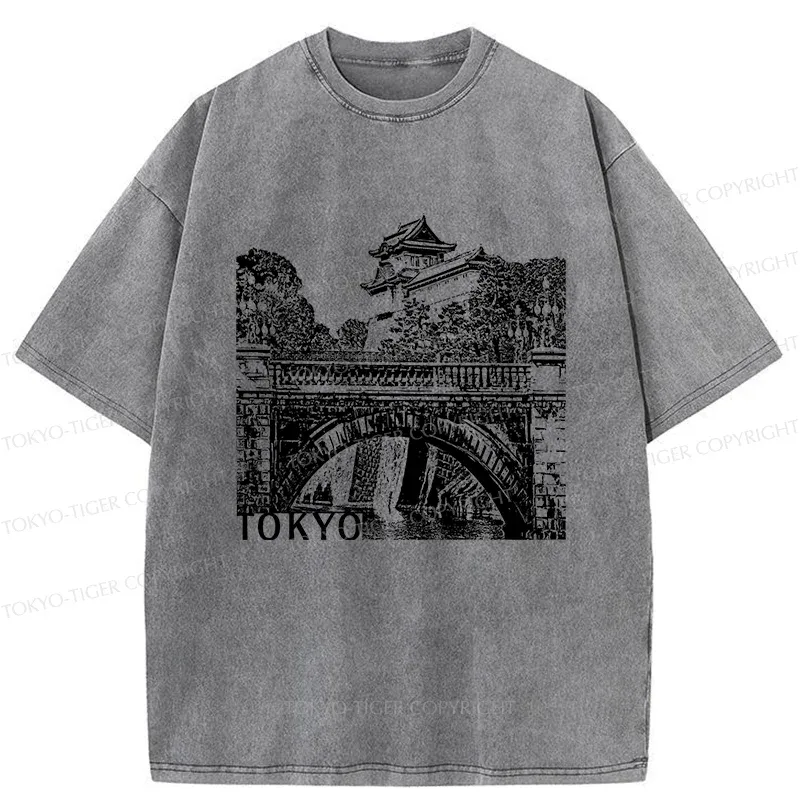 Tokyo-Tiger Nijubashi Bridge Washed T-Shirt