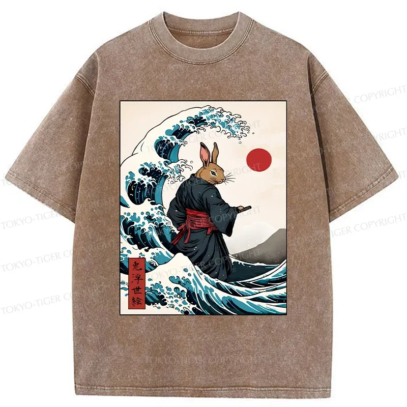 Tokyo-Tiger Rabbit Samurai Washed T-Shirt