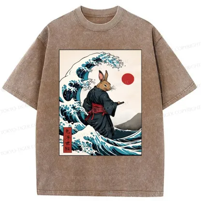 Tokyo-Tiger Rabbit Samurai Washed T-Shirt
