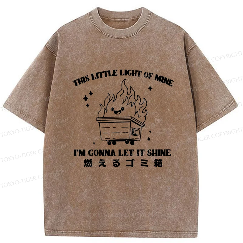 Tokyo-Tiger Burning Trash Can Washed T-Shirt
