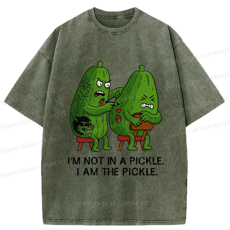Tokyo-Tiger I Am The Pickle Funny Washed T-Shirt