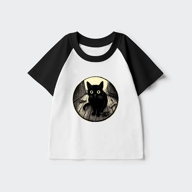 Tokyo-Tiger Waiting Black Cat Kids Raglan T-shirt