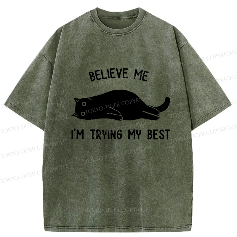 Tokyo-Tiger Believe Me I'm Trying My Best Washed T-Shirt
