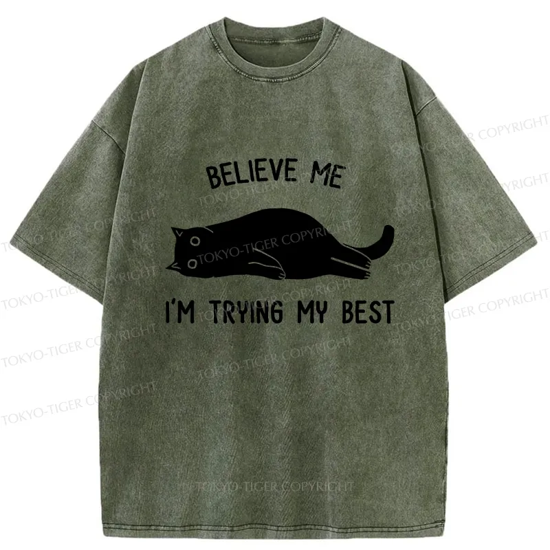 Tokyo-Tiger Believe Me I'm Trying My Best Washed T-Shirt