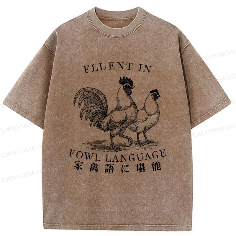 Tokyo-Tiger Fluent In Fowl Language Washed T-Shirt