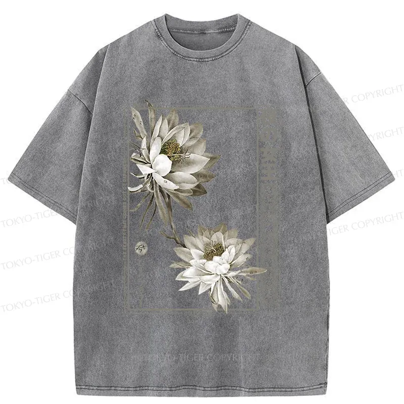 Tokyo-Tiger Japanese Epiphyllum Washed T-Shirt