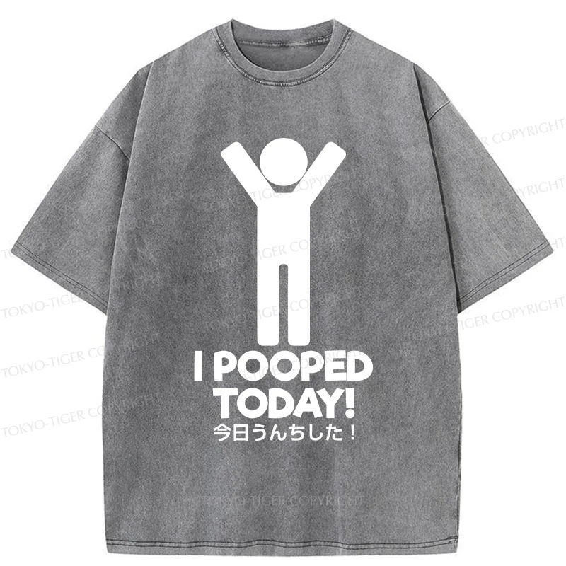 Tokyo-Tiger I Pooped Today Washed T-Shirt