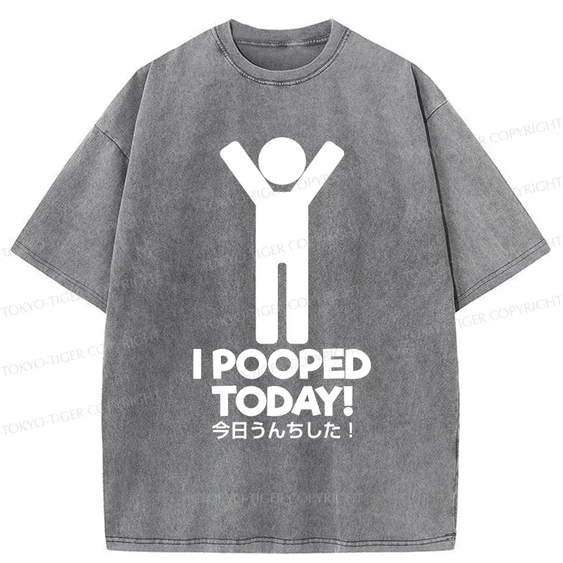 Tokyo-Tiger I Pooped Today Washed T-Shirt