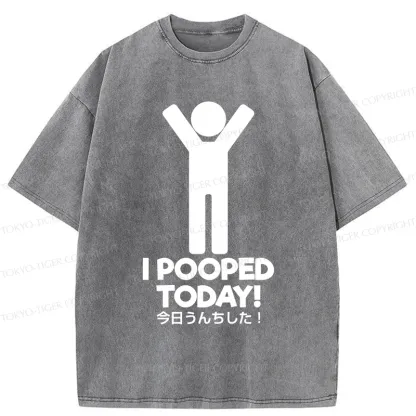Tokyo-Tiger I Pooped Today Washed T-Shirt