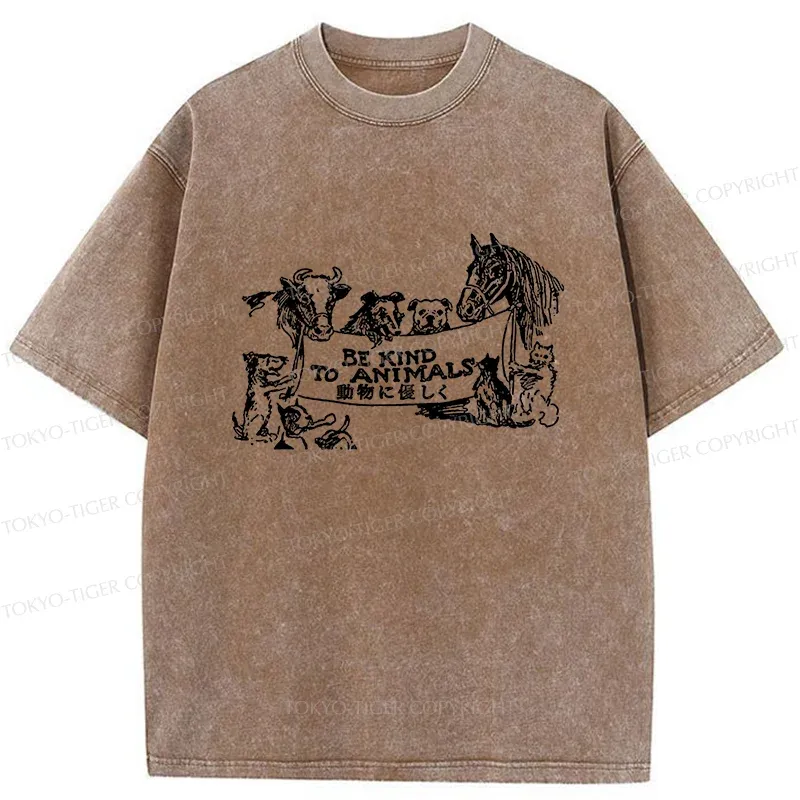 Tokyo-Tiger Be Kind To Animals Washed T-Shirt