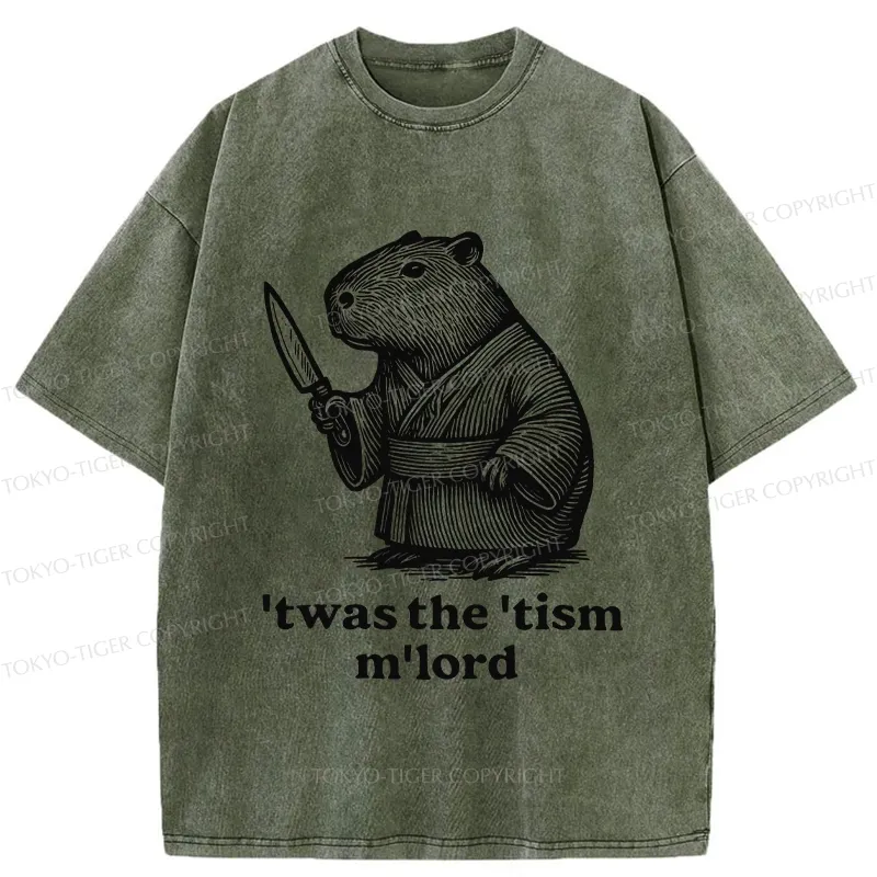 Tokyo-Tiger Focused Capybara Samurai Washed T-Shirt