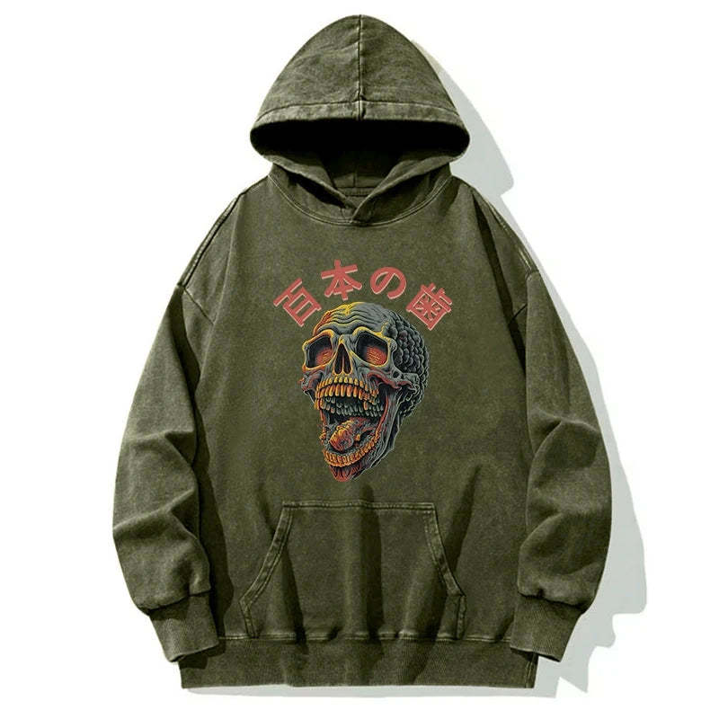 Tokyo-Tiger Terrifying And Disgusting Skull Washed Hoodie