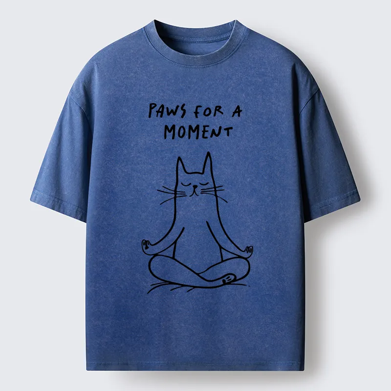 Tokyo-Tiger Yoga Zen Cat Washed T-Shirt