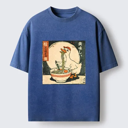 Tokyo-Tiger Retro Duck Ramen Washed T-Shirt
