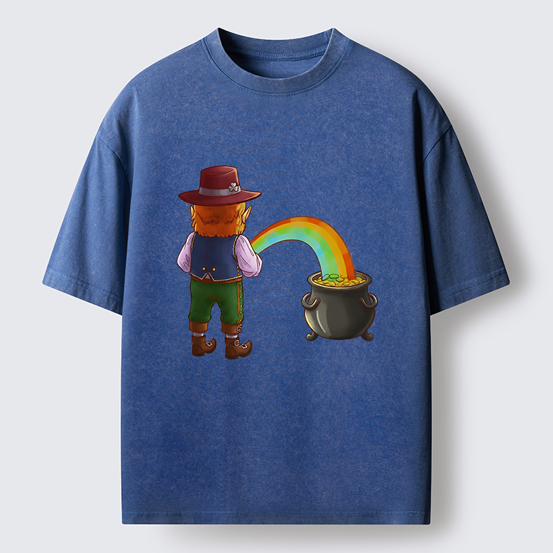 Tokyo-Tiger St Patrick's Day Rainbow Funny Washed T-Shirt
