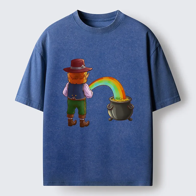 Tokyo-Tiger St Patrick's Day Rainbow Funny Washed T-Shirt