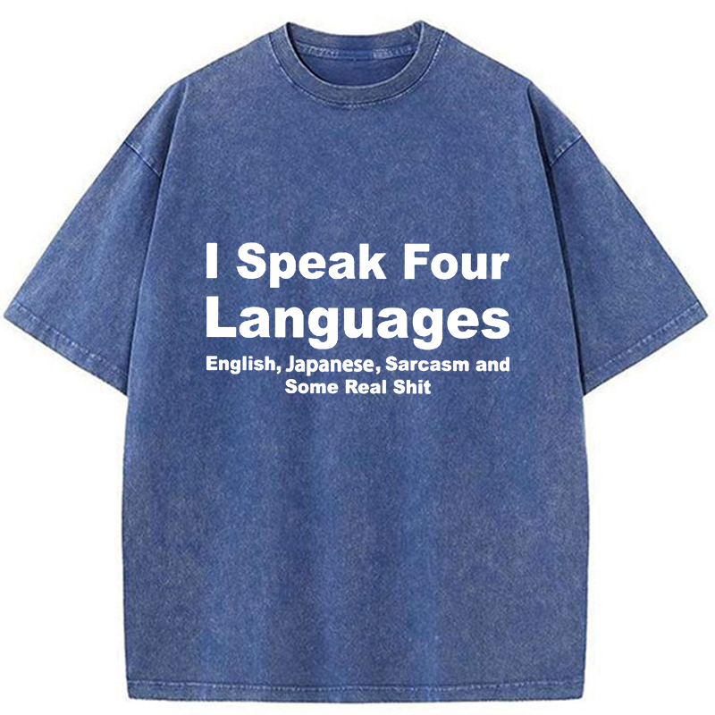 Tokyo-Tiger Speak Four Languages Washed T-Shirt