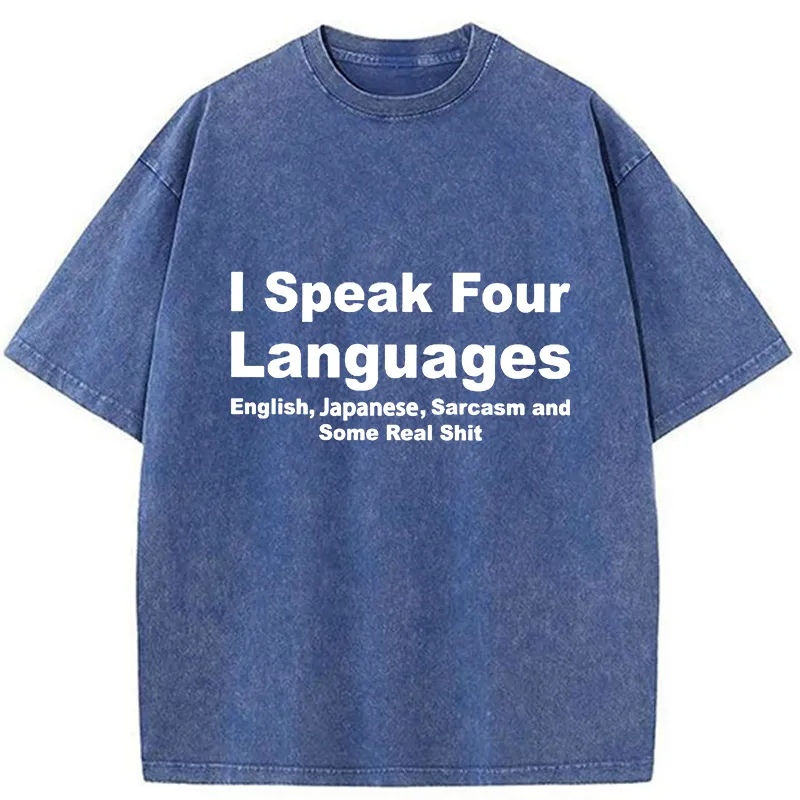 Tokyo-Tiger Speak Four Languages Washed T-Shirt