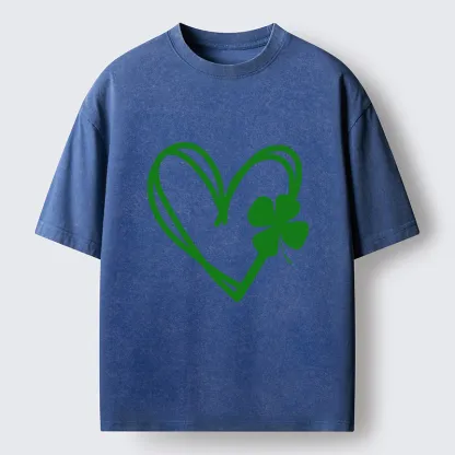 Tokyo-Tiger Heart And Clover Washed T-Shirt