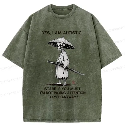 Tokyo-Tiger Samurai Skeleton Has Autistic Washed T-Shirt