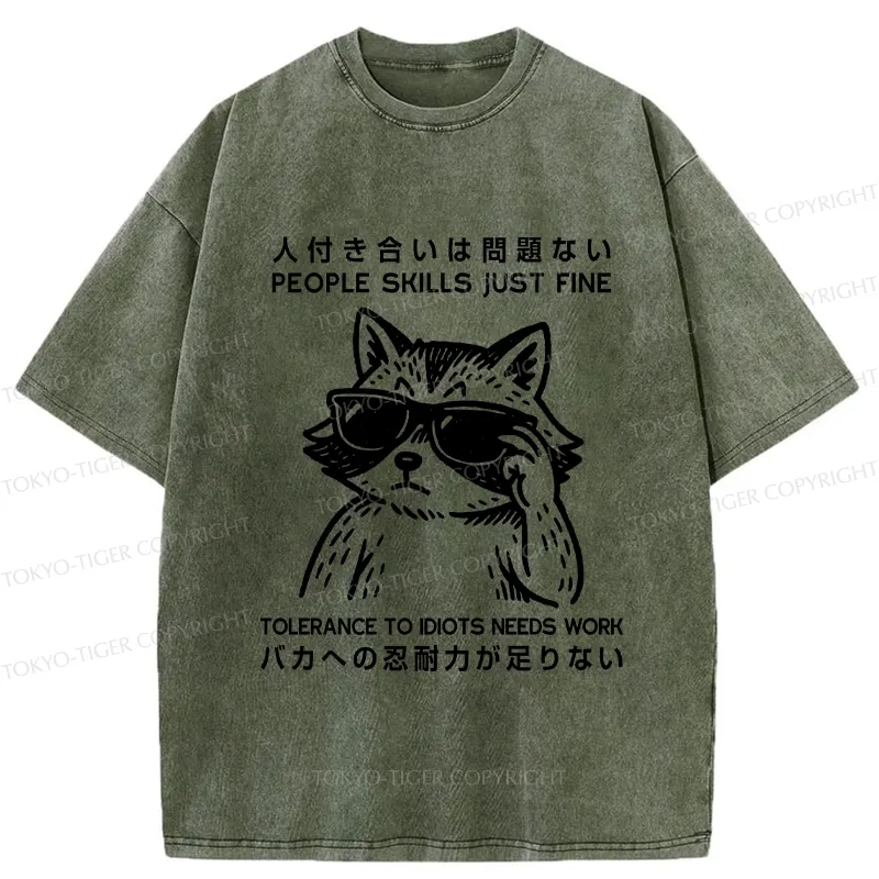 Tokyo-Tiger Funny Tolerance To Idiots Needs Work Washed T-Shirt