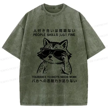 Tokyo-Tiger Funny Tolerance To Idiots Needs Work Washed T-Shirt