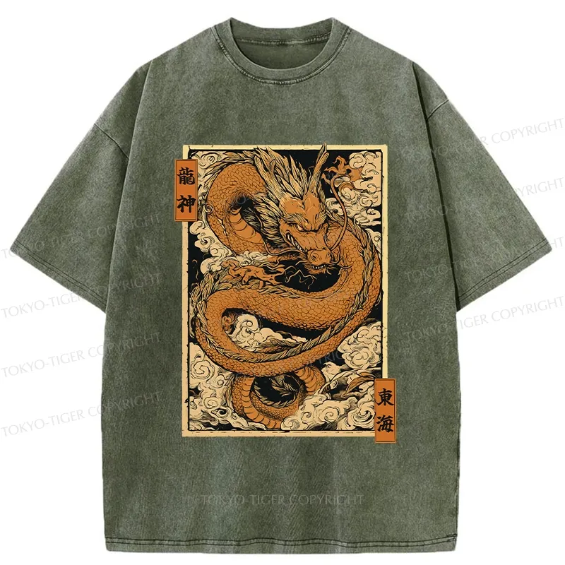 Tokyo-Tiger The Majestic Dragon God Washed T-Shirt