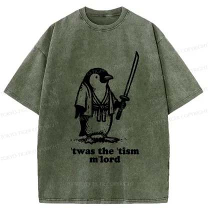 Tokyo-Tiger Focused Penguin Samurai Washed T-Shirt