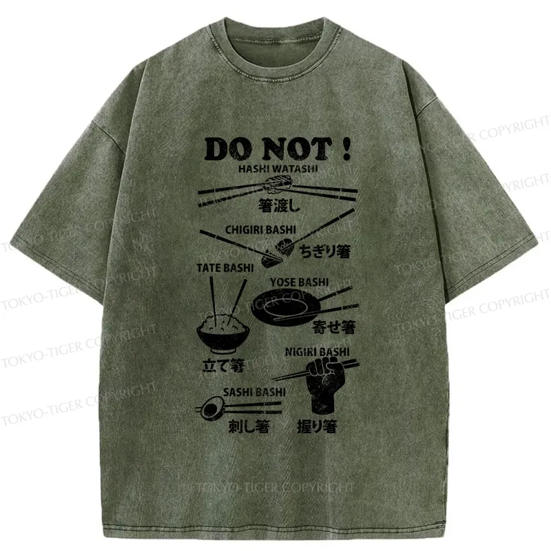 Tokyo-Tiger Chopstick Etiquette: What Not To Do Washed T-Shirt