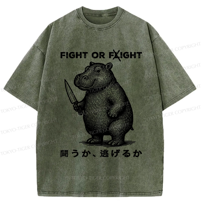 Tokyo-Tiger Fight Or Flight Moo Deng Washed T-Shirt