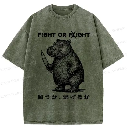Tokyo-Tiger Fight Or Flight Moo Deng Washed T-Shirt