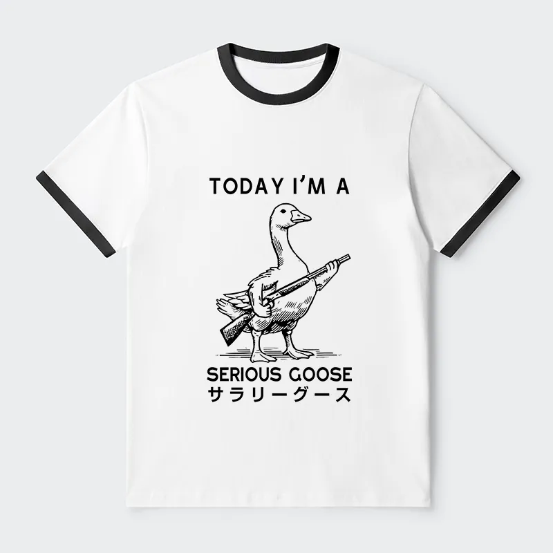 Tokyo-Tiger Serious Stupid Goose Contrast Trim T-Shirt