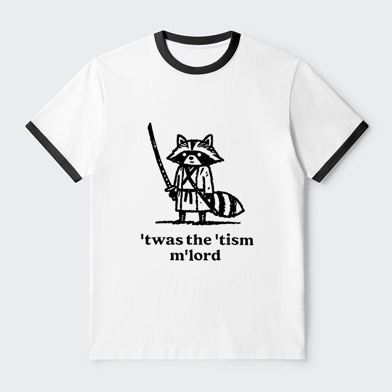 Tokyo-Tiger Focused Samurai Raccoon Contrast Trim T-Shirt