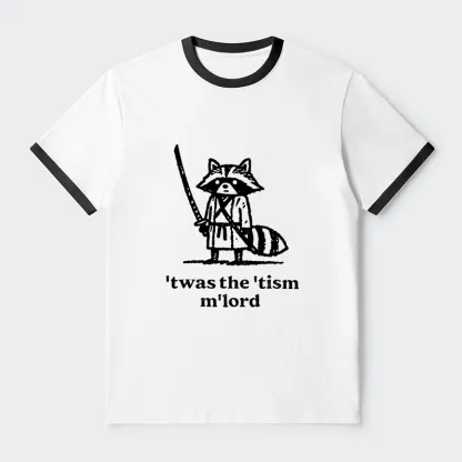 Tokyo-Tiger Focused Samurai Raccoon Contrast Trim T-Shirt