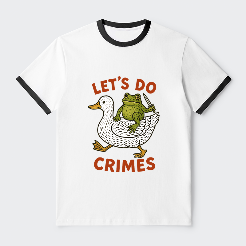 Tokyo-Tiger Frog Ready To Commit Crime Contrast Trim T-Shirt
