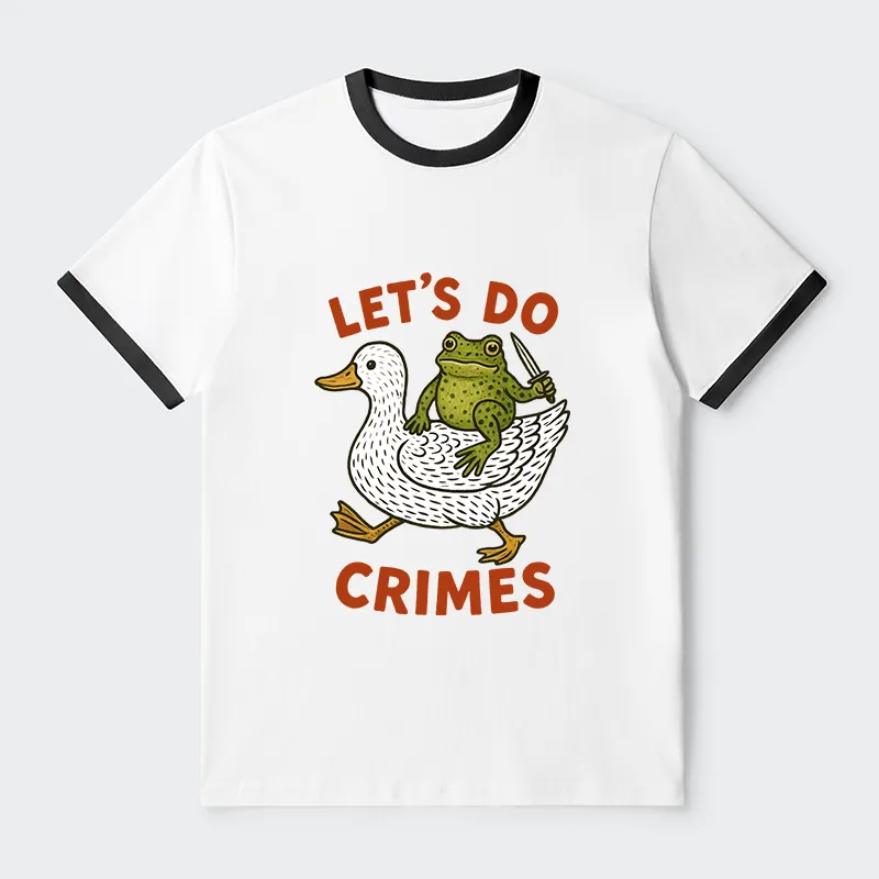 Tokyo-Tiger Frog Ready To Commit Crime Contrast Trim T-Shirt