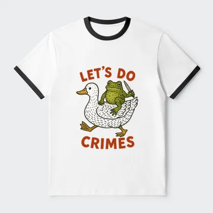Tokyo-Tiger Frog Ready To Commit Crime Contrast Trim T-Shirt